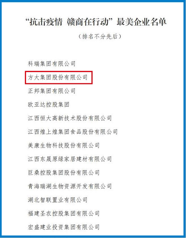 2020.08.12  ag真人国际官网集团荣获“抗击疫情 赣商在行动”最美企业称号